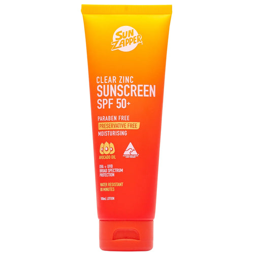 Sun Zapper Clear Zinc Sunscreen SPF 50+ – No White Cast, 4-Hour Water Resistant