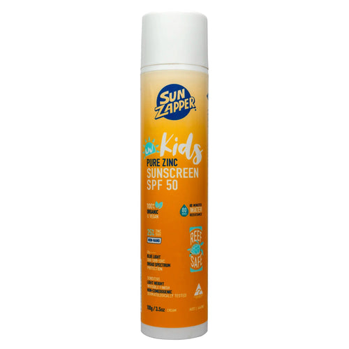 Sun Zapper Pure Zinc Kids Sunscreen SPF 50 – Organic, Reef Safe, 80-Min Water Resistant