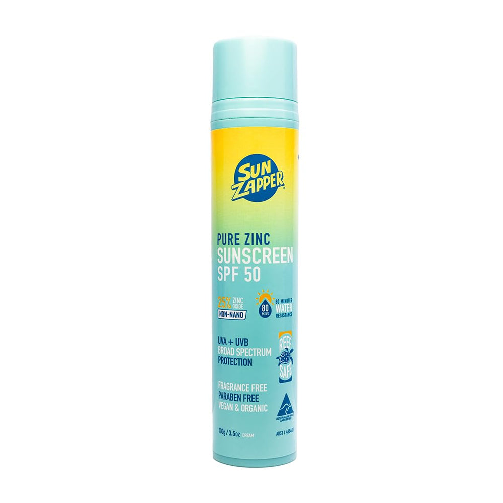 Sun Zapper Pure Zinc Mineral Sunscreen SPF 50 – Reef Safe, Organic, Family Pump Bottle