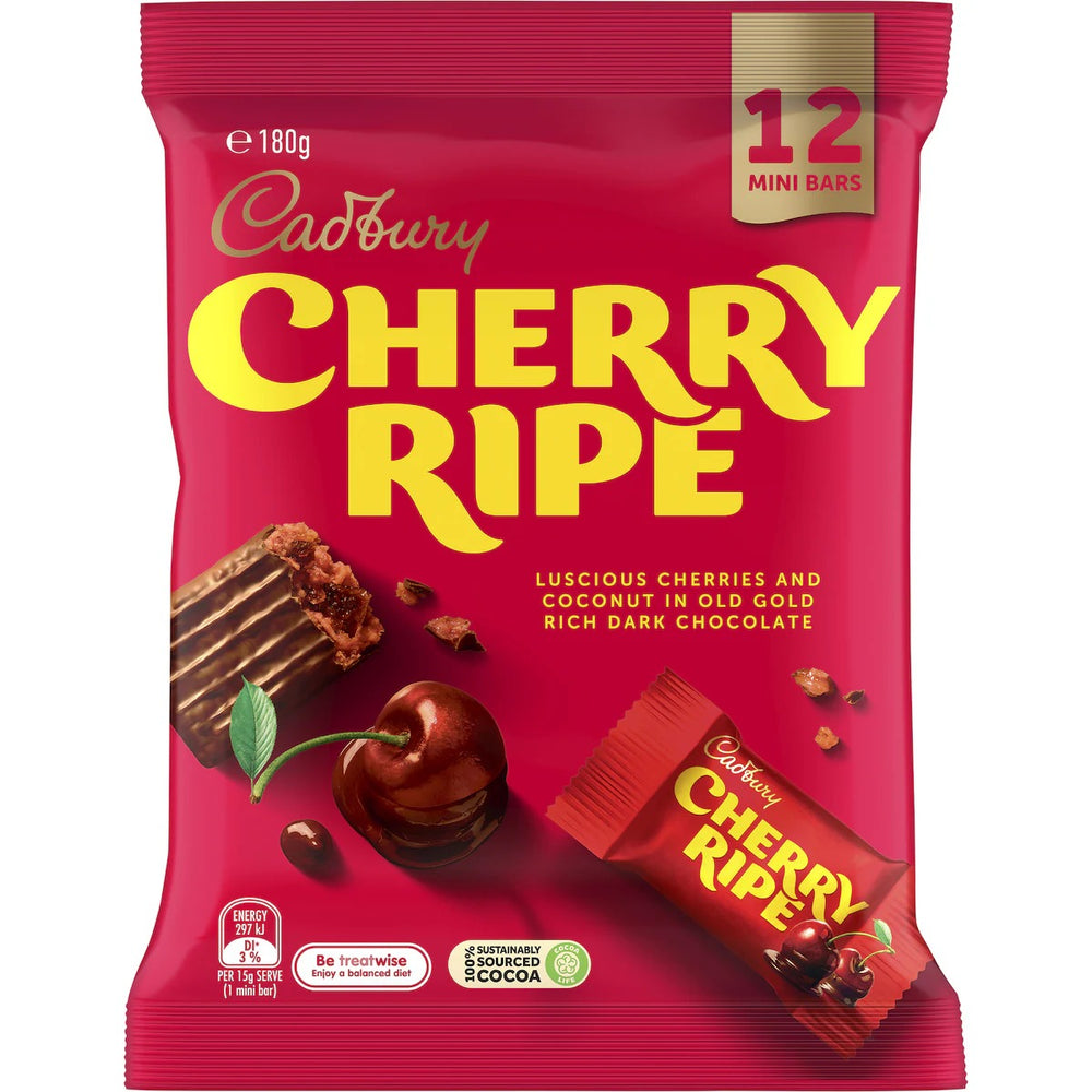 Cadbury Cherry Ripe Share Pack — 12 Mini Bars, 180g